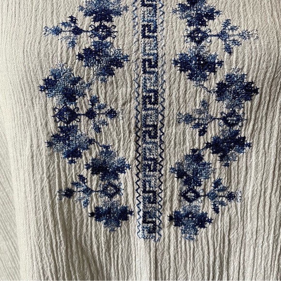 Made in Greece Boho Short Sleeve Cotton Blouse - Picture 3 of 9